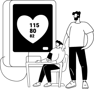 illustration of a family getting their blood pressure checked