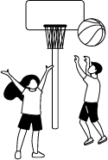 illustration of kids playing basketball