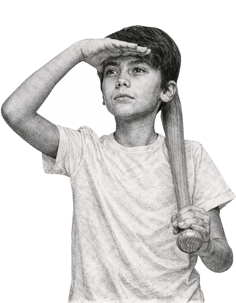 4b9613134951f874872ce0792a0a09a64bf2305394ff752c144b1e16f51b5e2f boy looking on with baseball bat