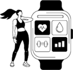 illustration of a woman working out with a smartwatch