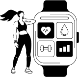 illustration of a woman working out with a smartwatch
