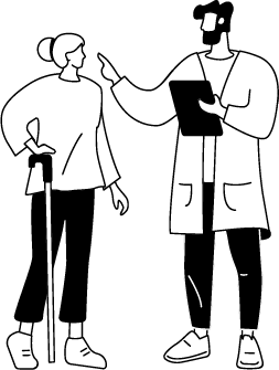 Asset 88 illustration of a woman with a cane talking to a doctor