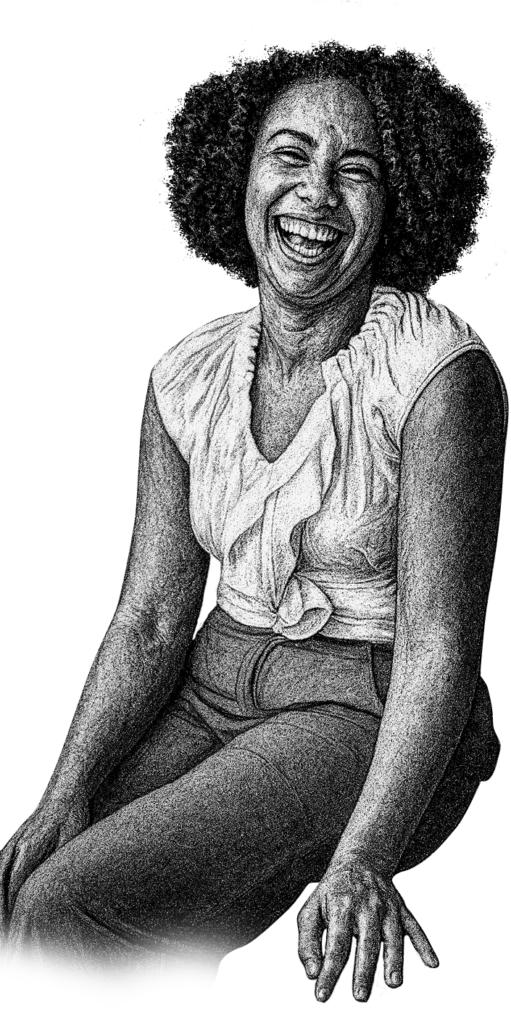 Woman sitting and smiling